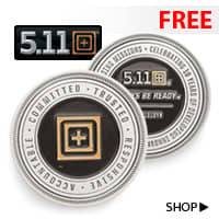 FREE 5.11 Tactical Challenge Coin With ANY 5.11 Tactical Purchase Of $35 Or More - While supplies last!