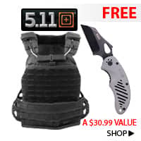 FREE 5.11 Tactical Folding Knife with the purchase of a 5.11 Tactical TacTec Plate Carrier - A $30.99 VALUE