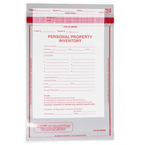 Sirchie Integrity Personal Property Bags 100 12 x 9