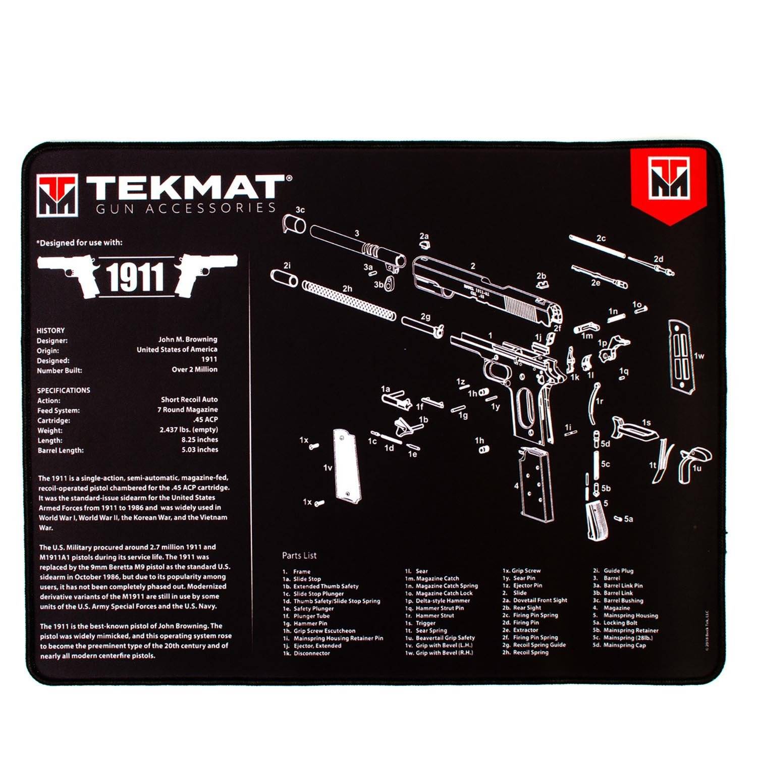 TekMat Ultra 1911 Gun Cleaning Mat 20"