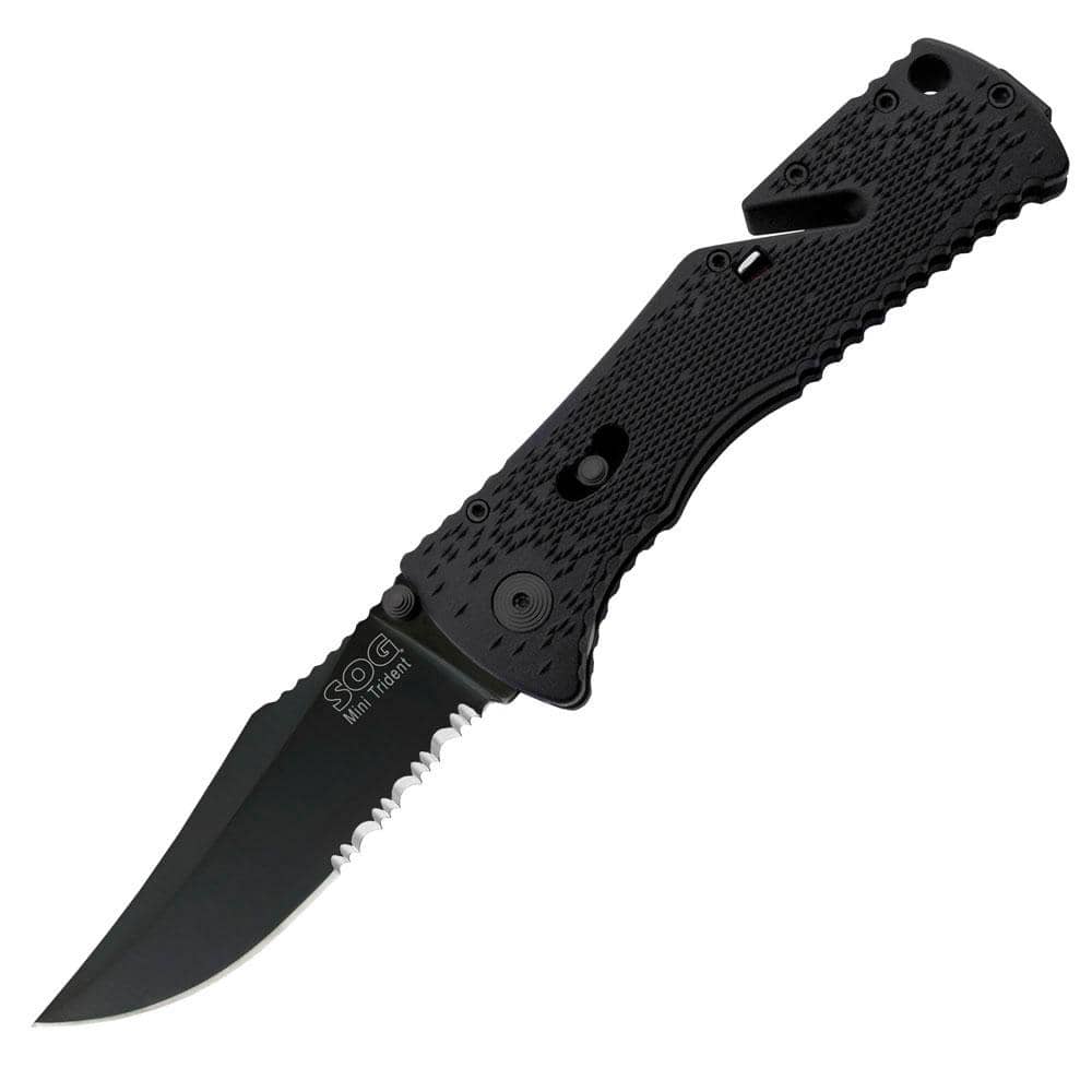 SOG Trident Mini Black TiNi Serrated Knife
