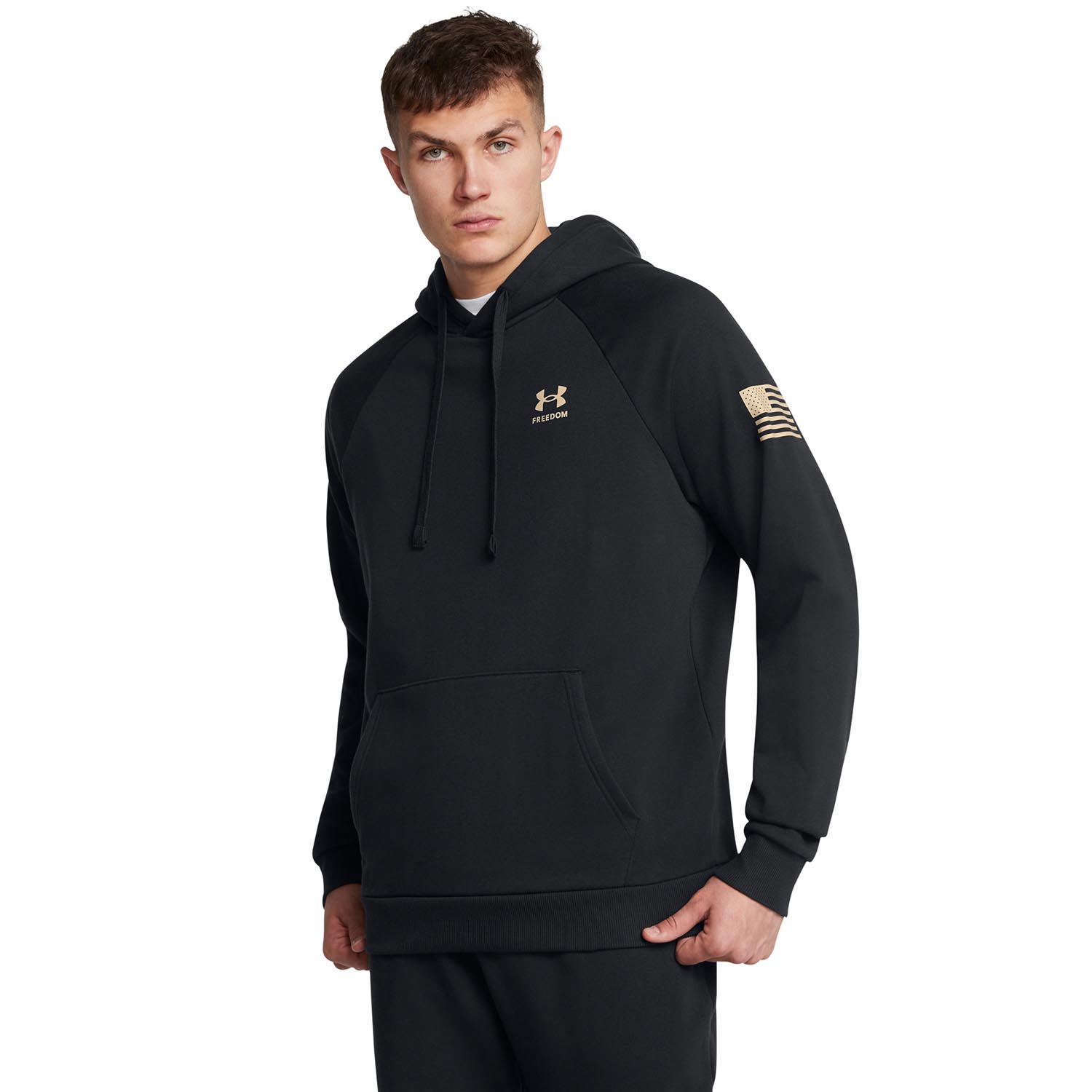 Under Armour Men's Freedom Flag Fleece Hoodie, Large, Midnight Navy/Steel, image size:1500x1500