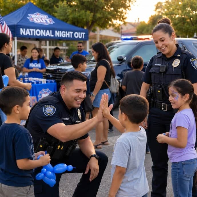 National Night Out community high five