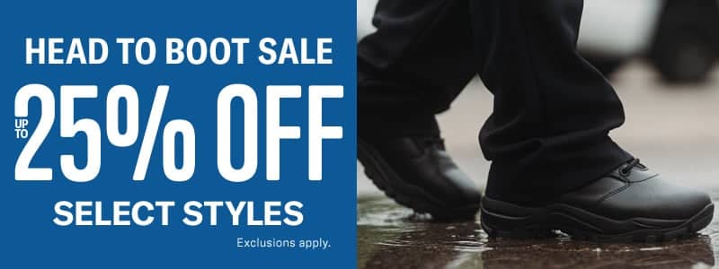 Head to boot sale. 25% off select styles