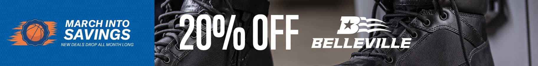 March into Savings. 20% Off Belleville Boots. New Deals Drop All Month. Shop Now.