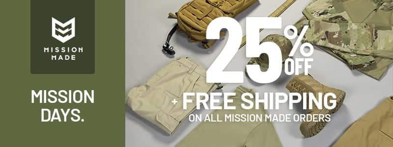 Mission made mission days. up to 25% off and free shipping
