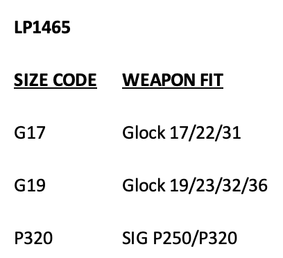 Blackhawk Iwb Size Chart