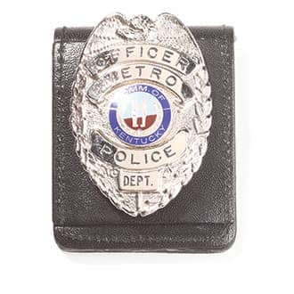 Police Badge Holders - Clip-on Recessed Shield Cut w/ Custom Text