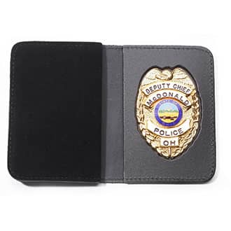 PERFECT FIT 100-D2 BOOK STYLE DRESS LEATHER BADGE & ID CASE OVAL CUTOUT 166 