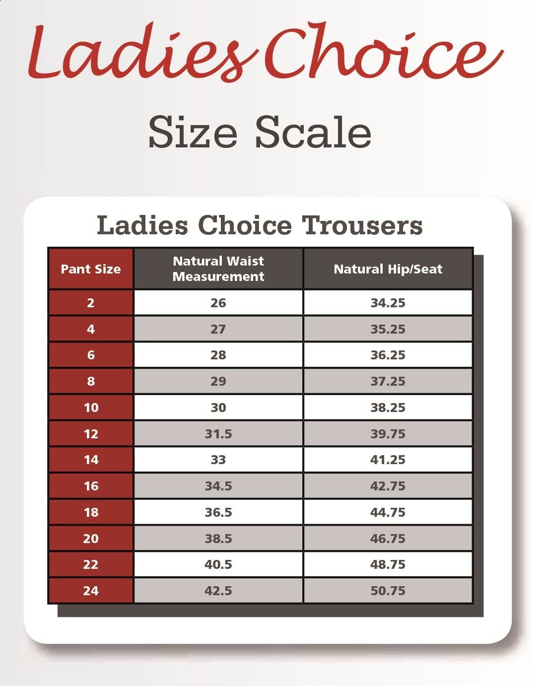 Galls Pants Size Chart