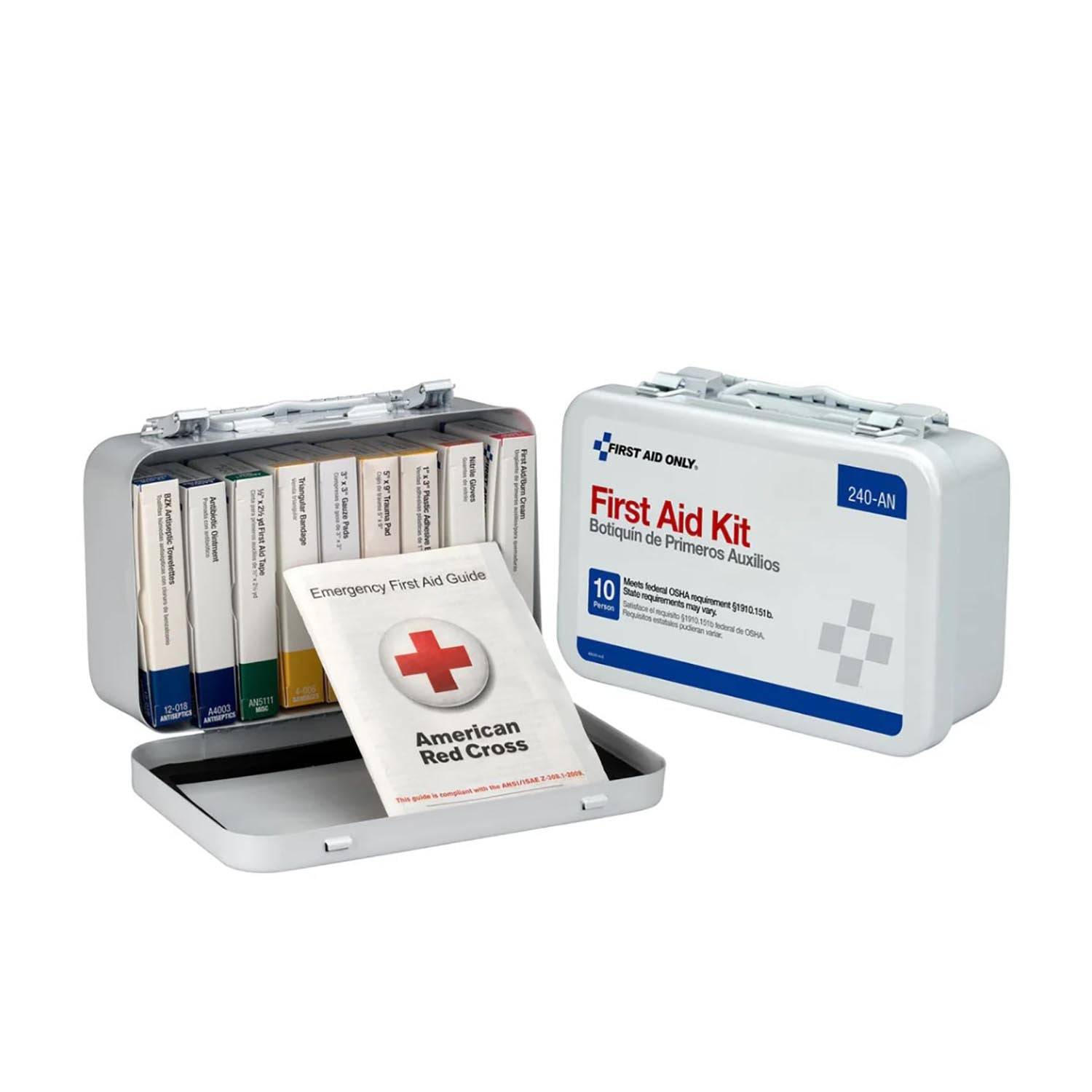 First Aid Only 10 Unit First Aid Kit, Metal Case, OSHA Compl