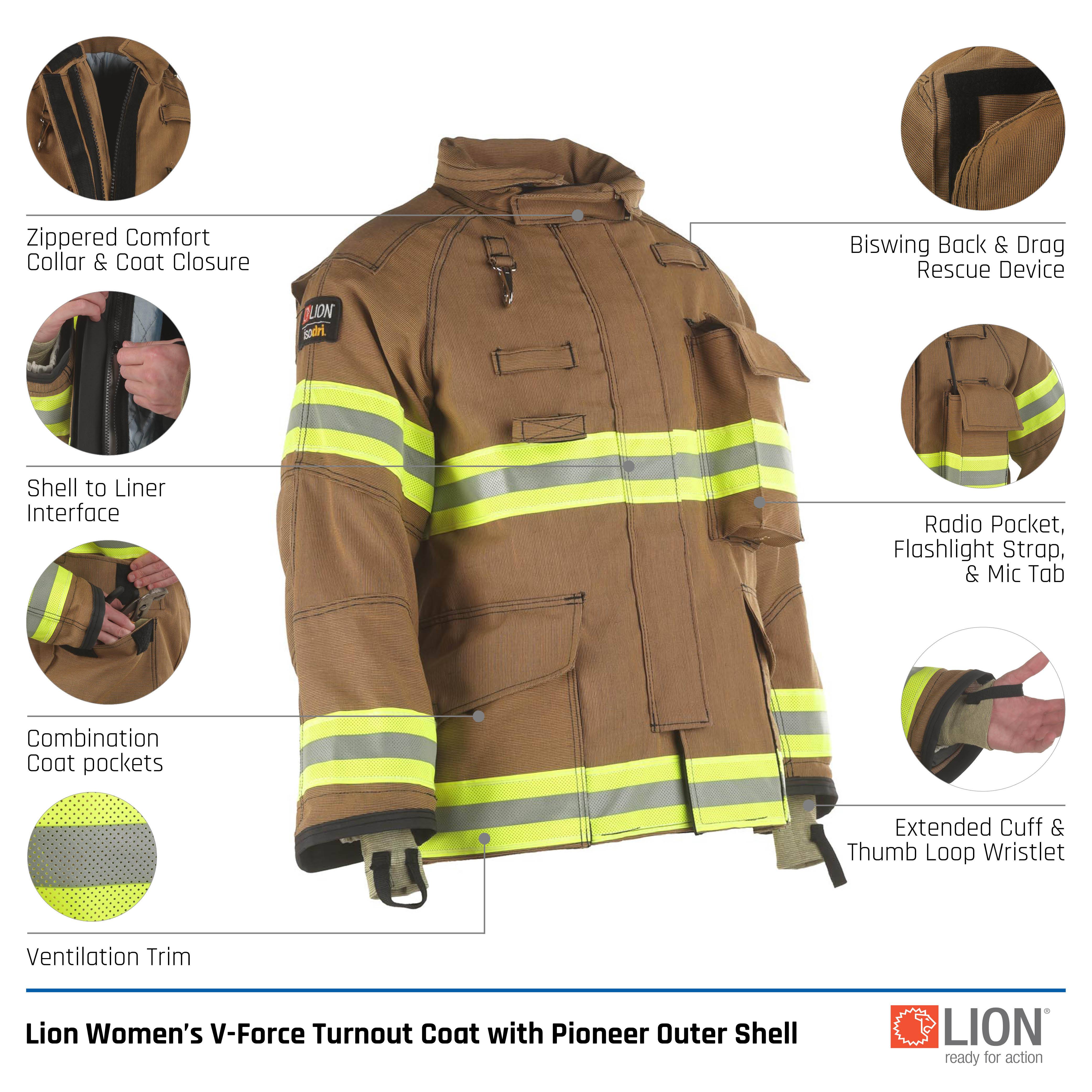 Lion Women's V-Force Turnout Coat with Pioneer Outer Shell