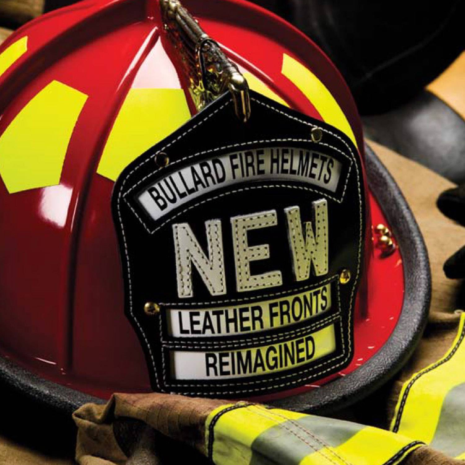 Bullard Custom 6" Leather Helmet Front with Stamped Let