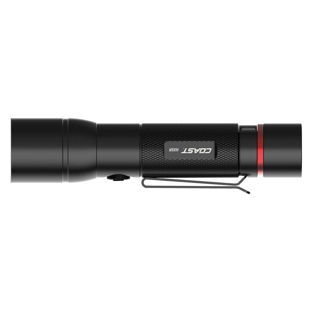 coast hx5r rechargeable pure beam focusing led flashlight HX5 410 Lumen Flashlight, Focusing, Slide Focus, Pocket Clip, Weatherproof, Pocket Sized, Black Its innovative design incorporates a USB insert directly into the tail cap Coast HX5R Flashlight Black
