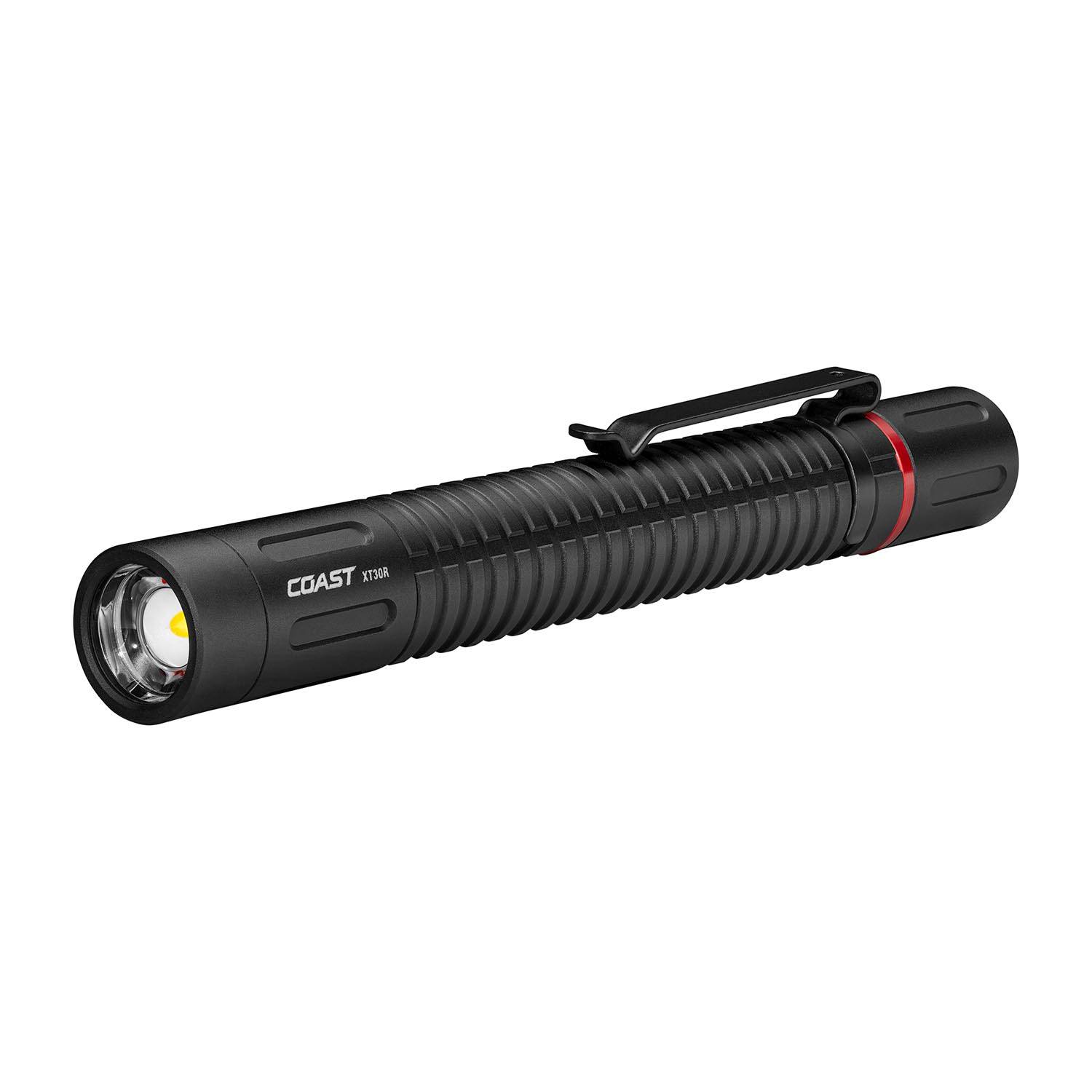 coast rechargeable long range focusing 1000 lumens flashlight PX1R Lumen LED Flashlight, Black The ergonomic power switch doubles as a charge level indicator COAST HP314R Long Range Focusing