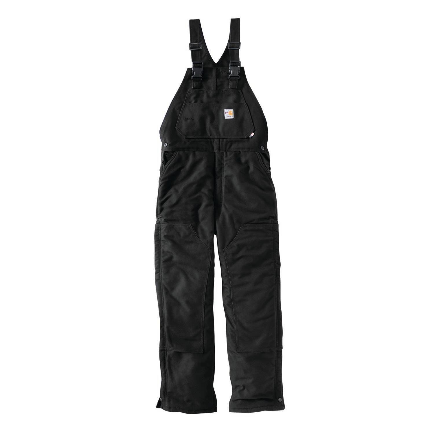 CARHARTT FLAME-RESISTANT UNLINED DUCK BIB OVERALL IN BLACK