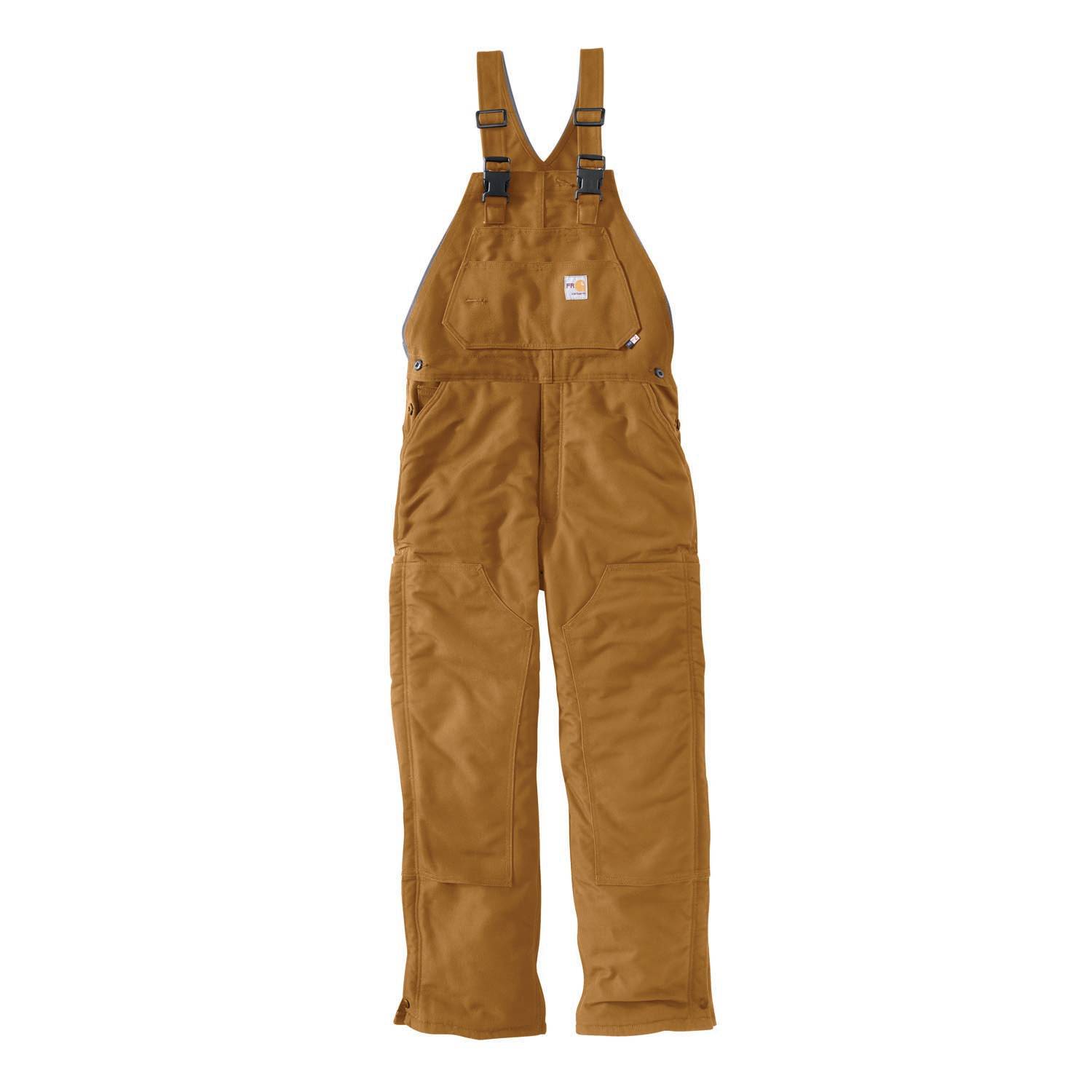 CARHARTT FLAME-RESISTANT UNLINED DUCK BIB OVERALL IN BROWN