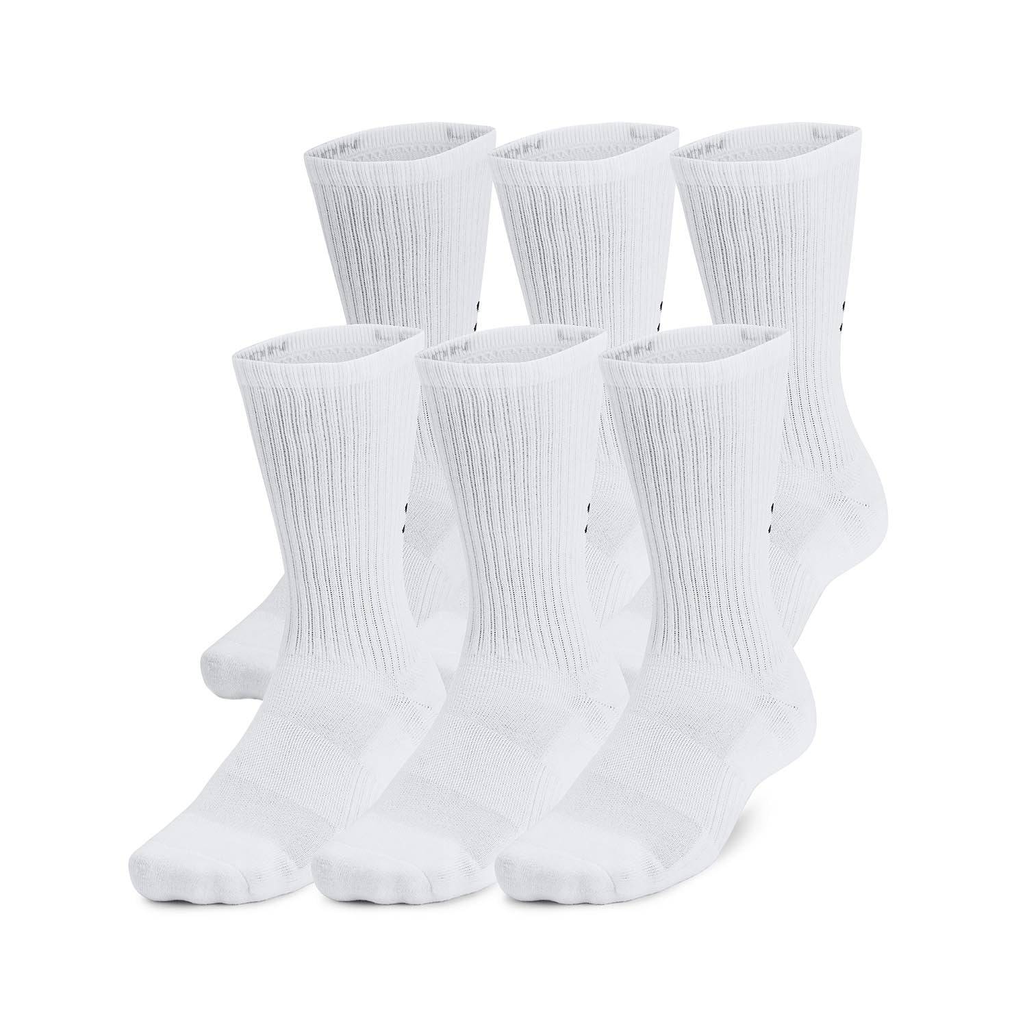 UNDER ARMOUR TRAINING COTTON 6PK CREW SOCKS IN WHITE
