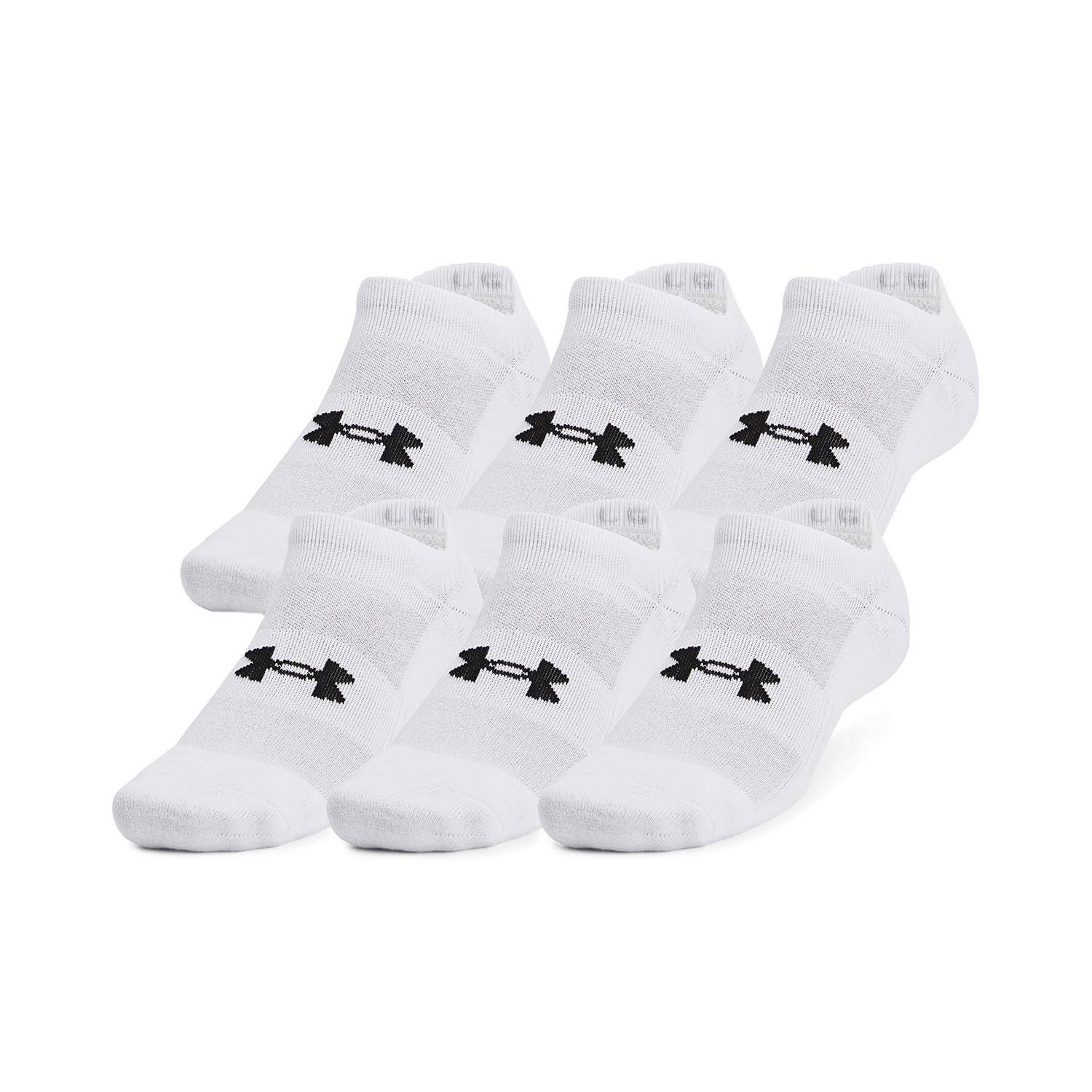 UNDER ARMOUR TRAINING COTTON 6PK NO SHOW SOCKS IN WHITE
