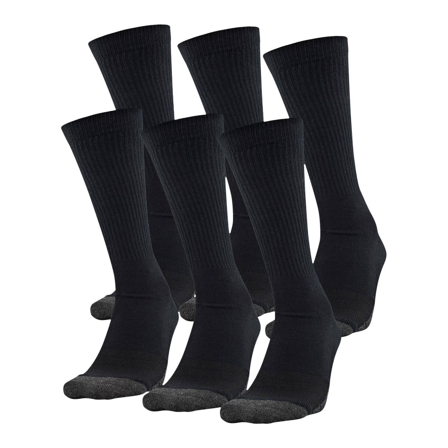 Under Armour Performance Tech Crew Socks (6 pack) in Black