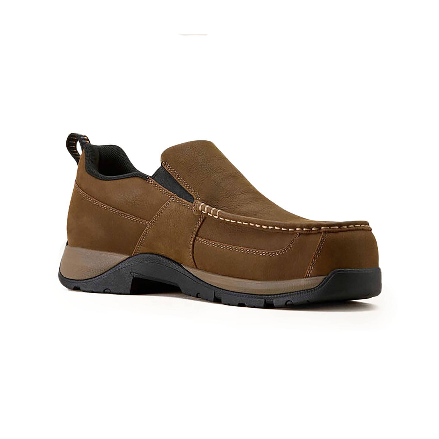 Ariat Men's Edge Slip-On Composite Toe Work Shoes in Dark Brown Size Wide | Leather