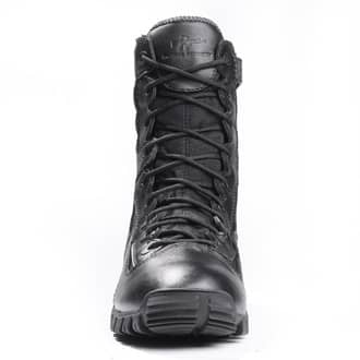 Law Enforcement and EMS Boots for Security Personnel Tactical Research Khyber TR960Z WP 8” Lightweight Waterproof Side Zip Black Leather Work and Tactical Boots for Men 