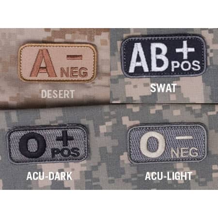 BasicGear A+ Blood Type Patch, Blood Type Badges