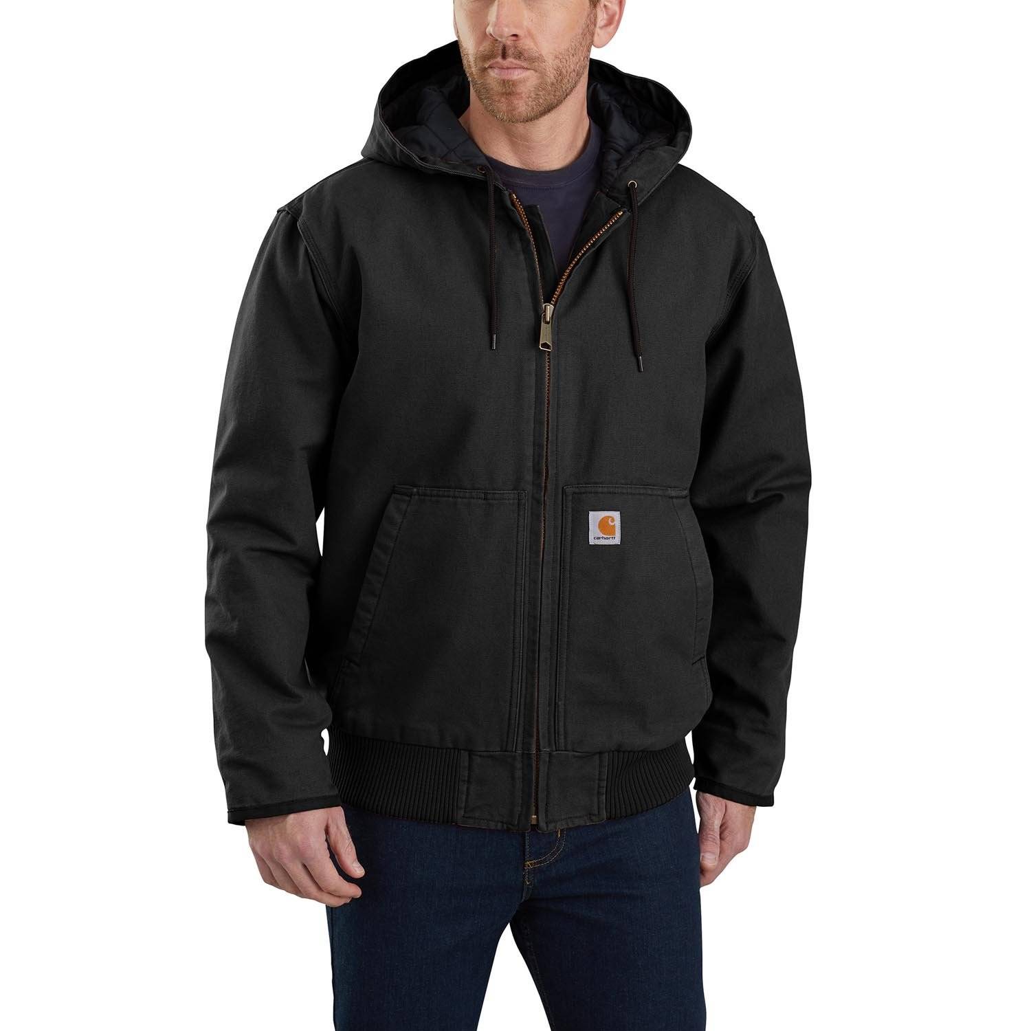 CARHARTT LOOSE FIT WASHED DUCK INSULATED ACTIVE JAC IN BLACK