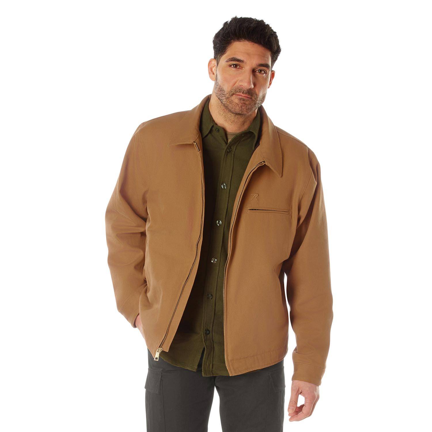 ROTHCO CANVAS WORK JACKET IN BROWN