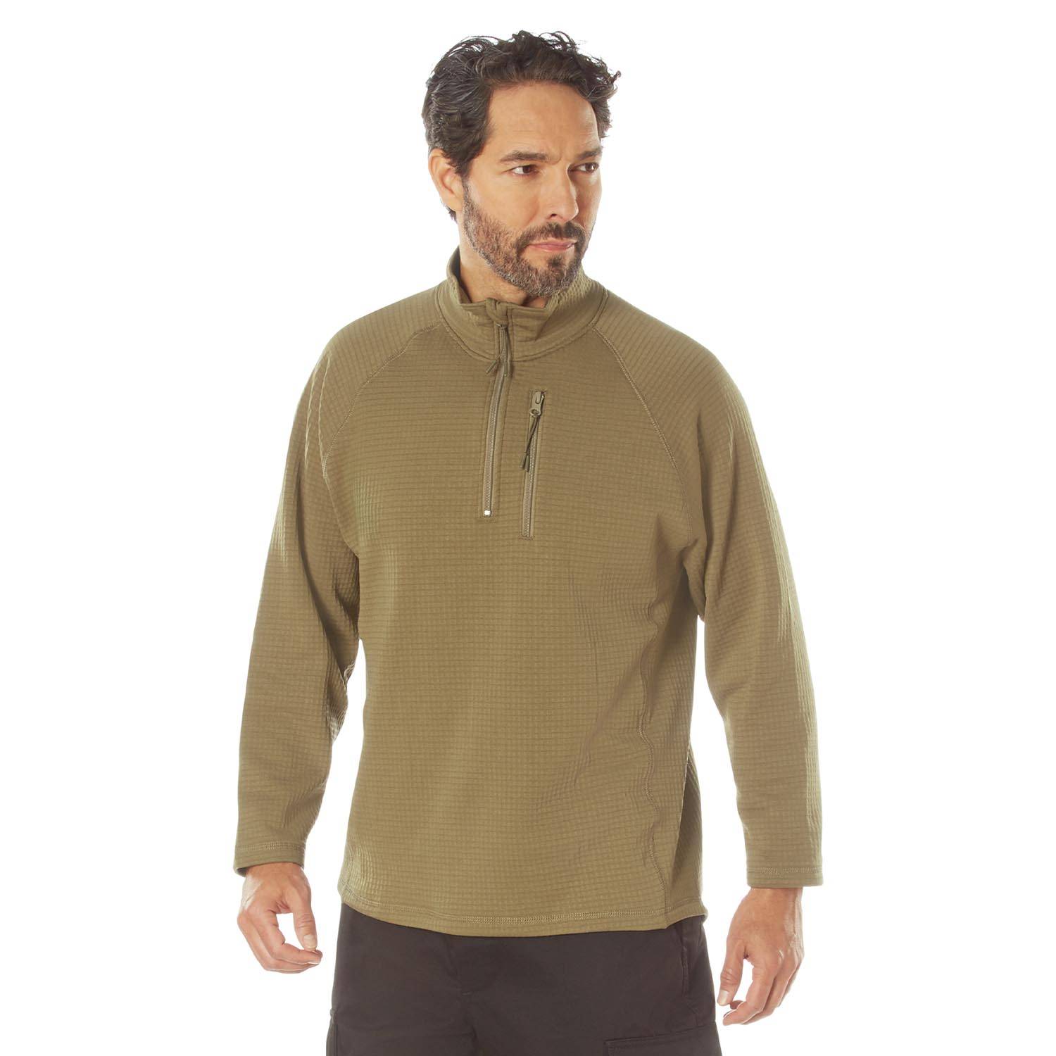 ROTHCO GRID FLEECE PULLOVER IN COYOTE BROWN