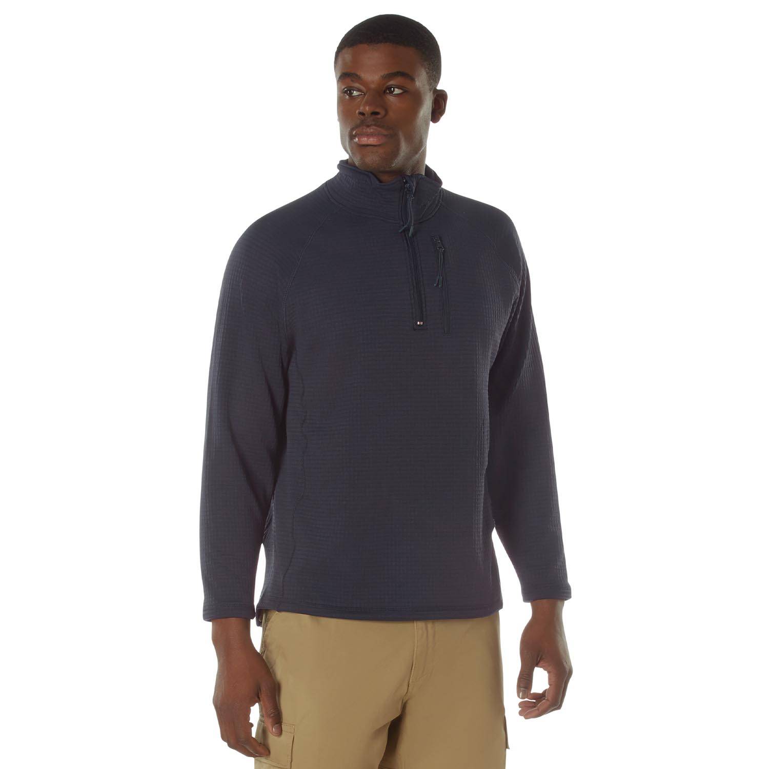 ROTHCO GRID FLEECE PULLOVER IN MIDNIGHT NAVY