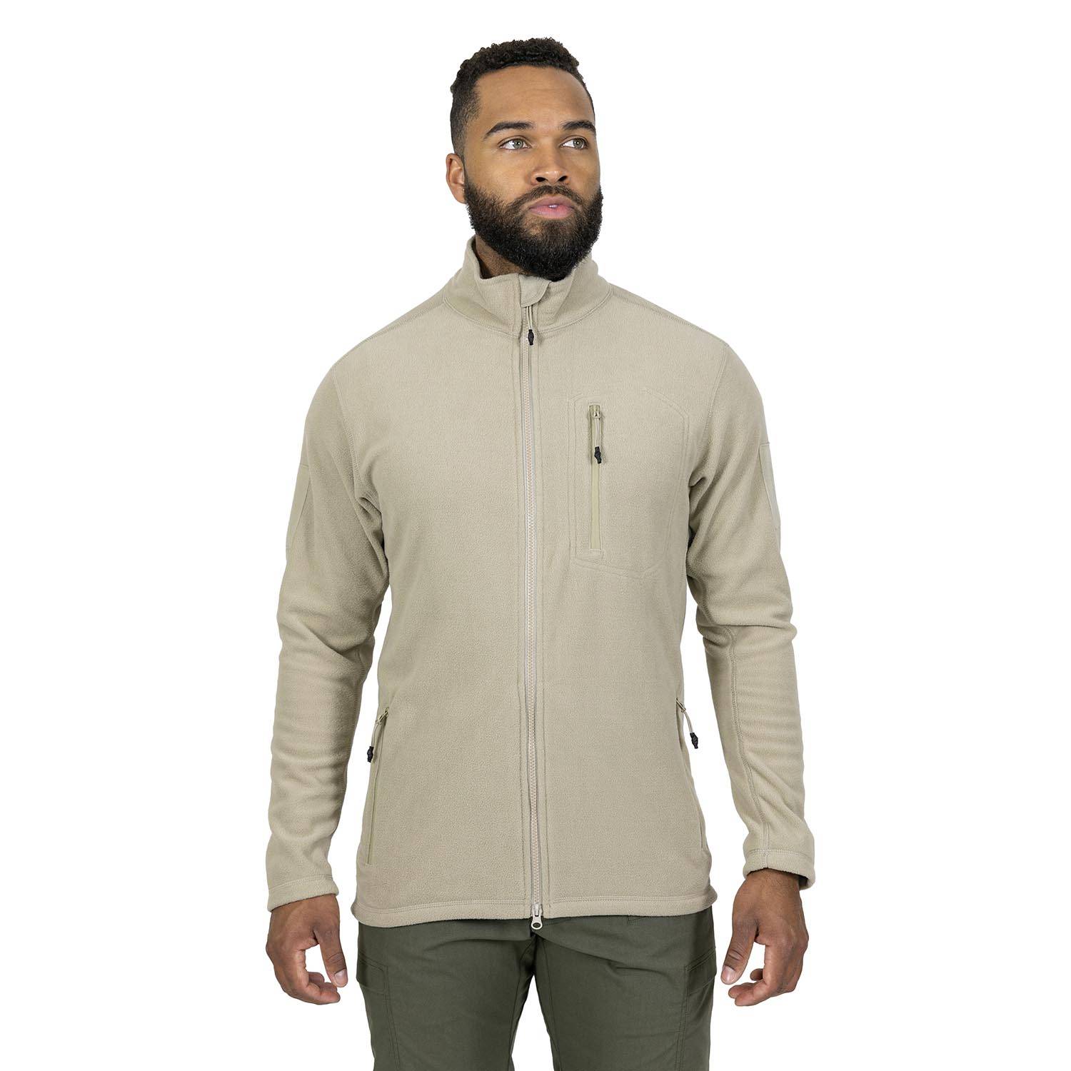 MISSION MADE MEN'S FULL ZIP FLEECE JACKET IN KHAKI