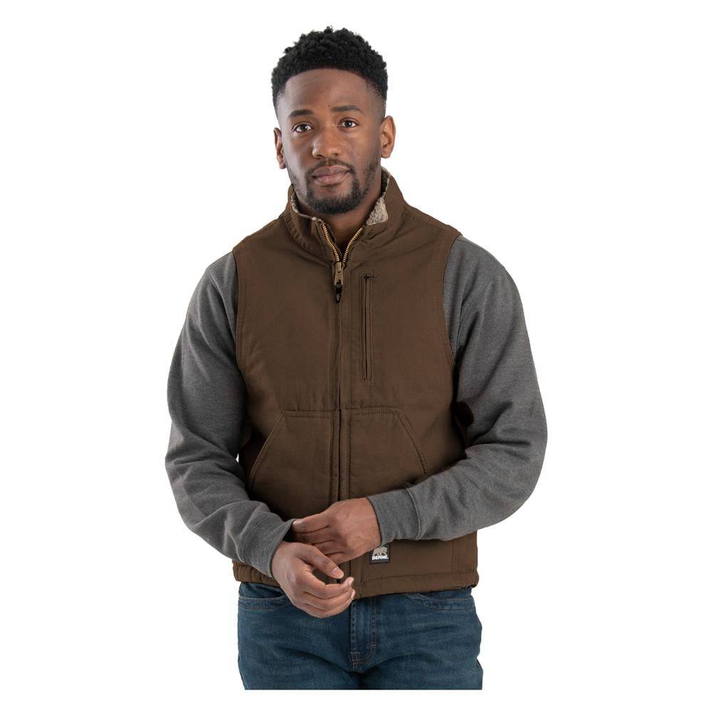 BERNE MEN'S HEARTLAND SHERPA-LINED WASHED DUCK VEST
