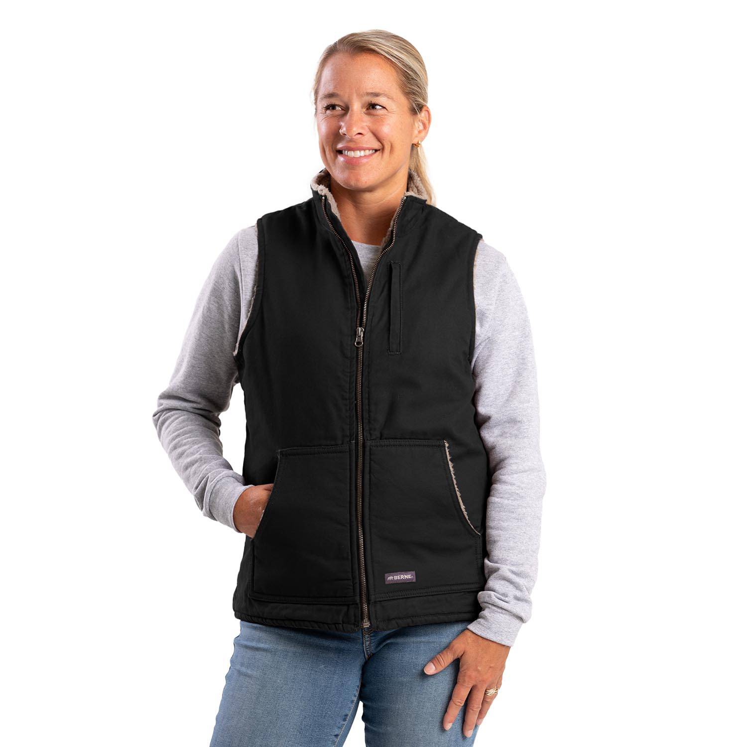 BERNE WOMEN'S SHERPA-LINED SOFTSTONE DUCK VEST