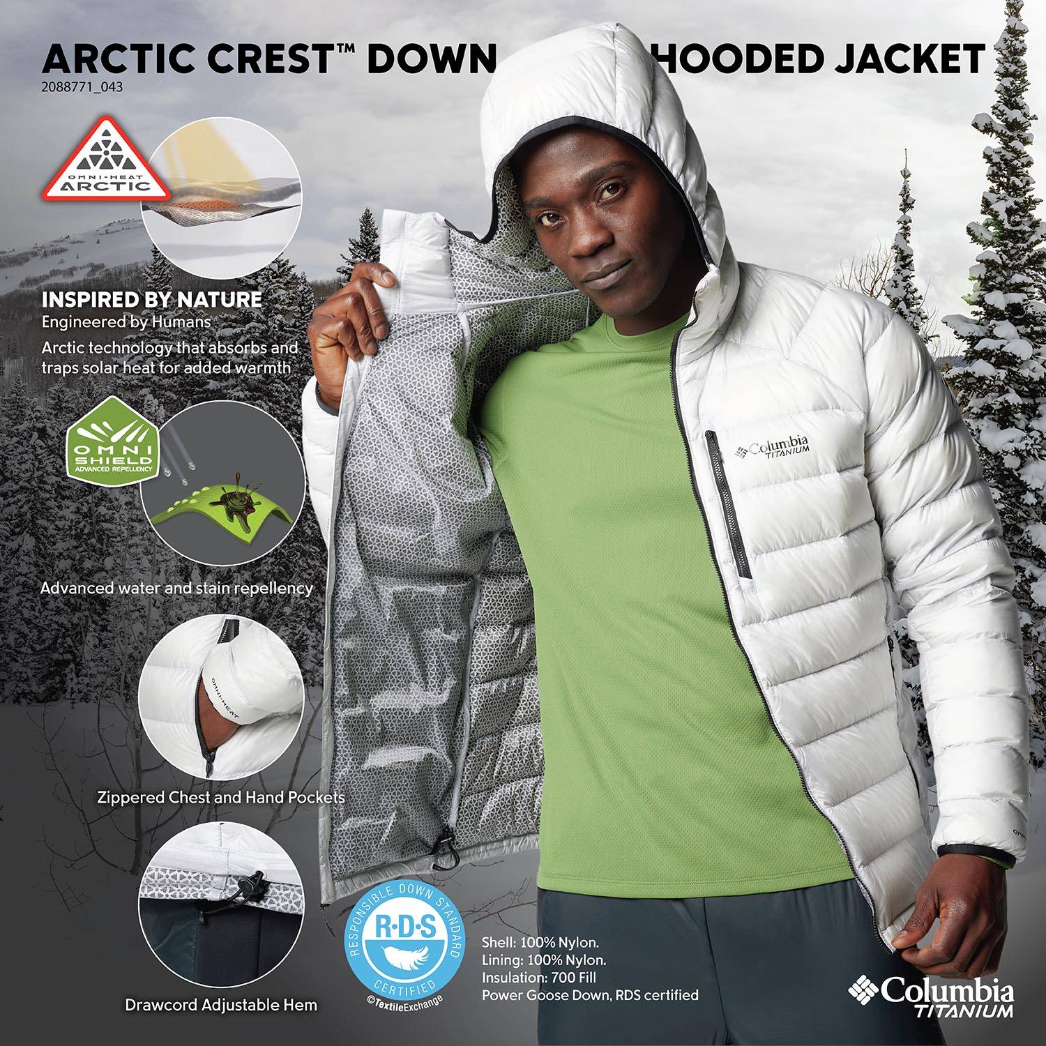 Columbia Men's Arctic Crest Down Hooded Jacket | Galls
