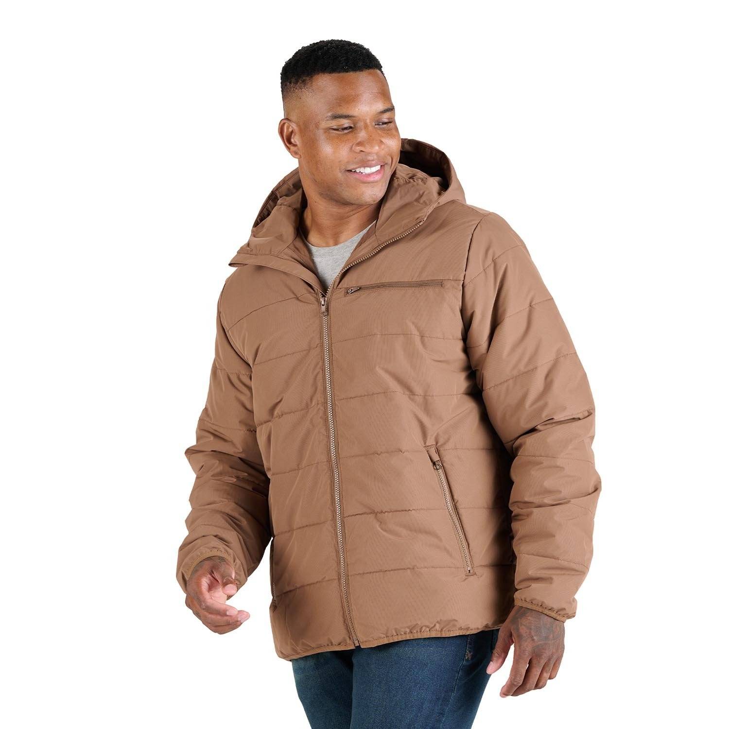 BERNE MEN'S CHANNEL QUILT RIPSTOP HOODED JACKET