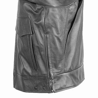 LEATHER MOTORCYCLE VEST WITH PATCHES AND MILITARY PINS LG