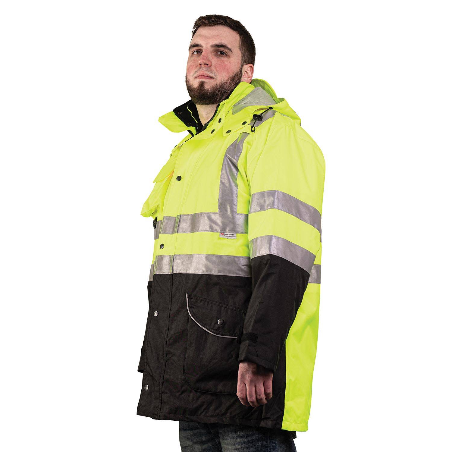 Game Hi-Vis 6-in-1 Black-Bottom Parka