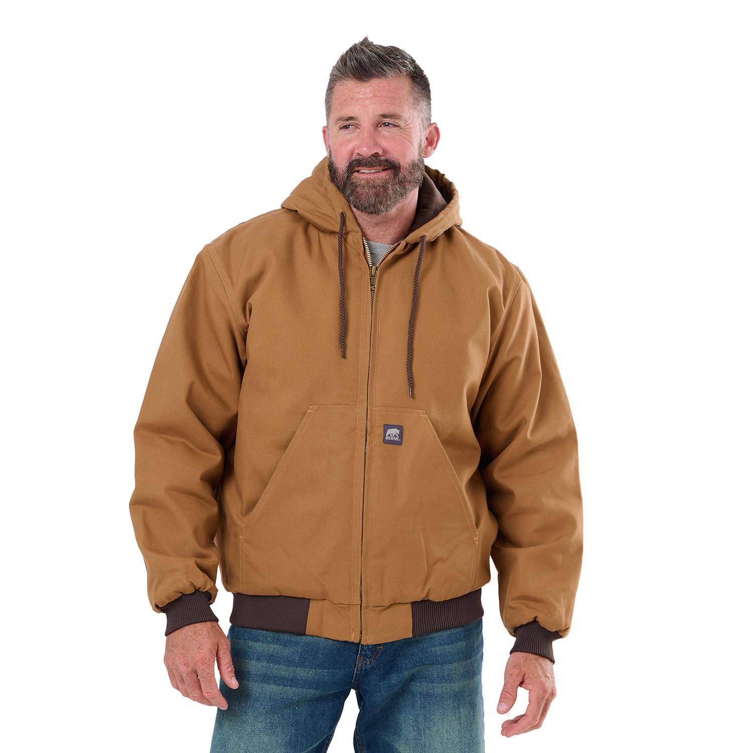 BERNE MEN'S HERITAGE DUCK HOODED ACTIVE WORK JACKET