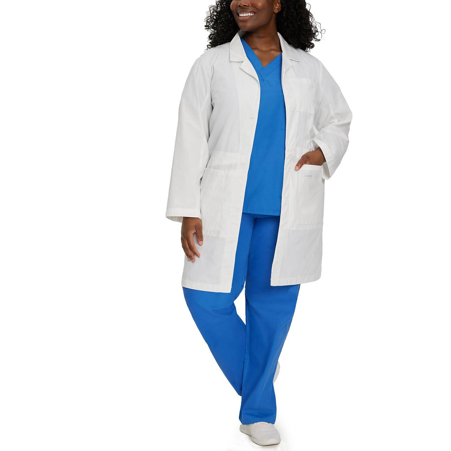 Landau Women's 5-Pocket Full-Length Tablet White Coat
