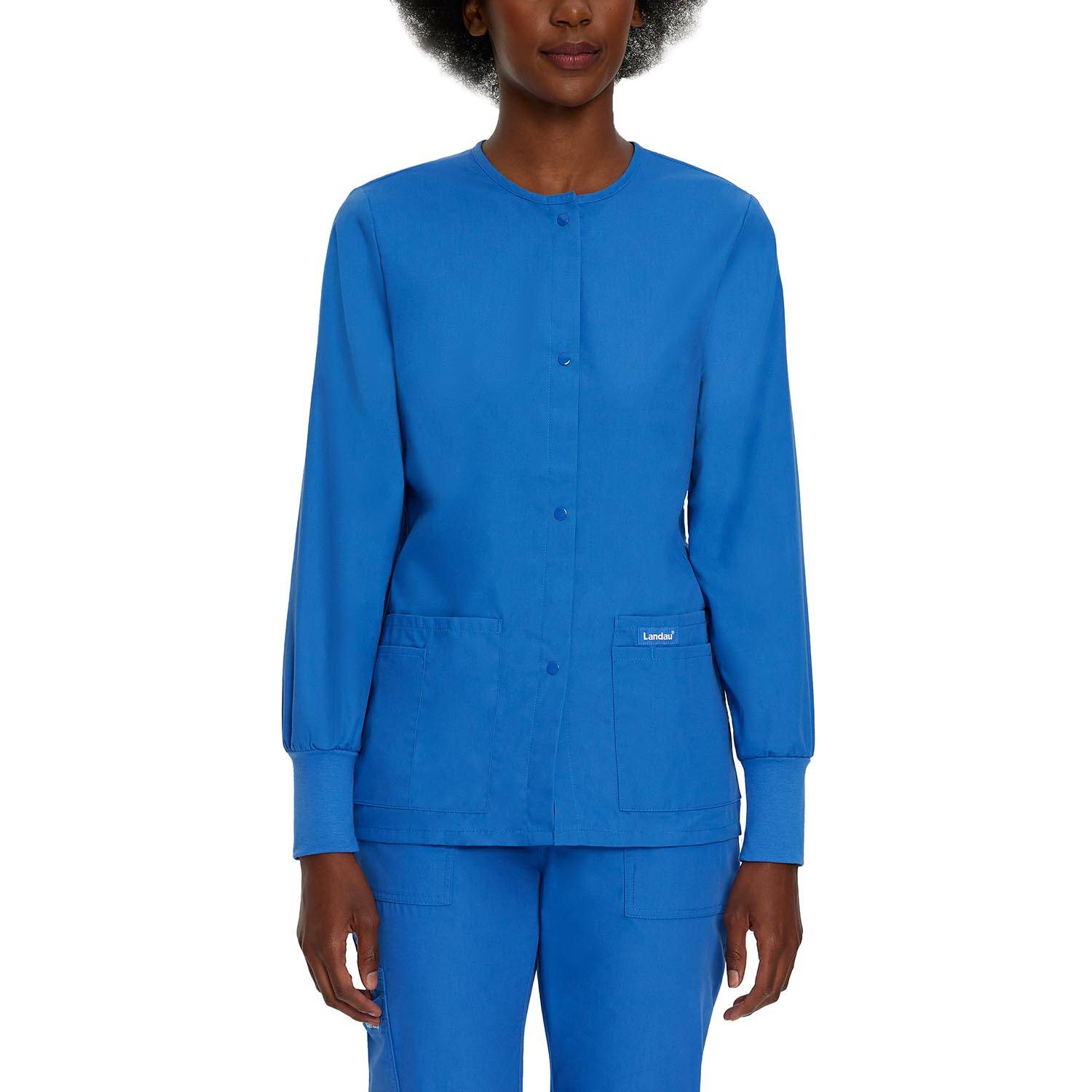 LANDAU ESSENTIALS WOMEN'S 4-POCKET WARM-UP SCRUB JACKET