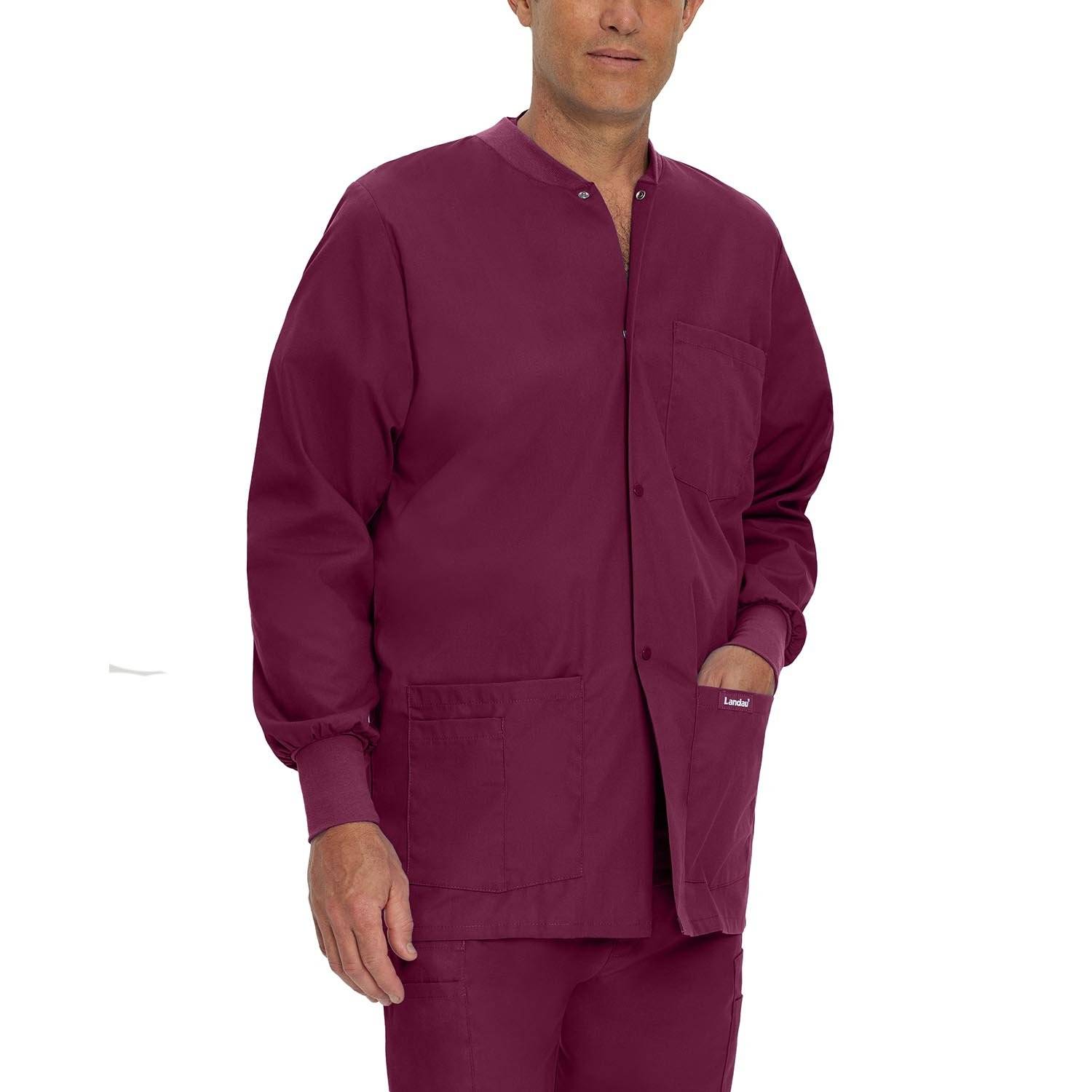 LANDAU ESSENTIALS MEN'S 5-POCKET WARM-UP SCRUB JACKET