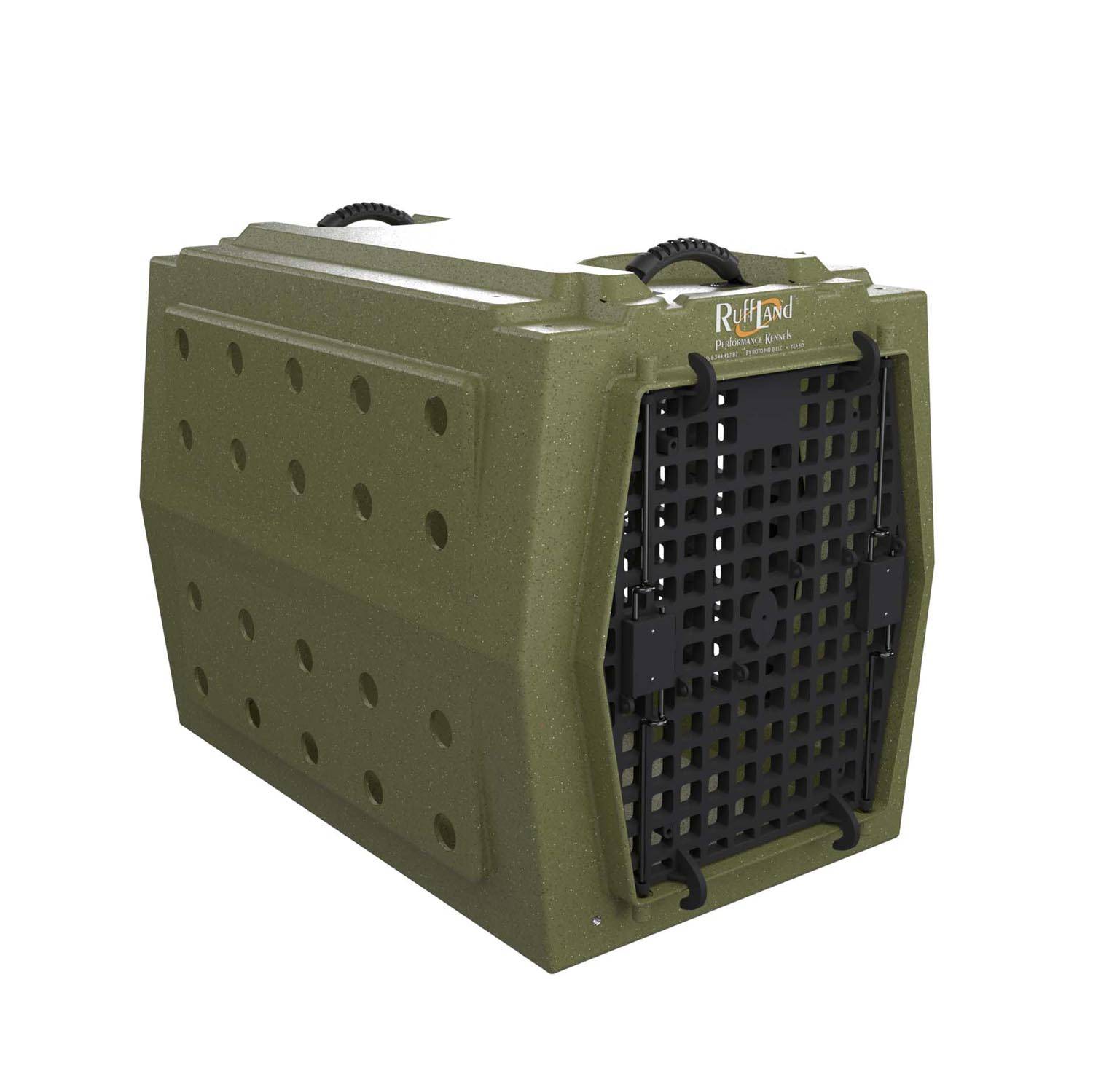 RUFF LAND INTERMEDIATE KENNEL, DOUBLE, FRONT AND RIGHT OLIVE