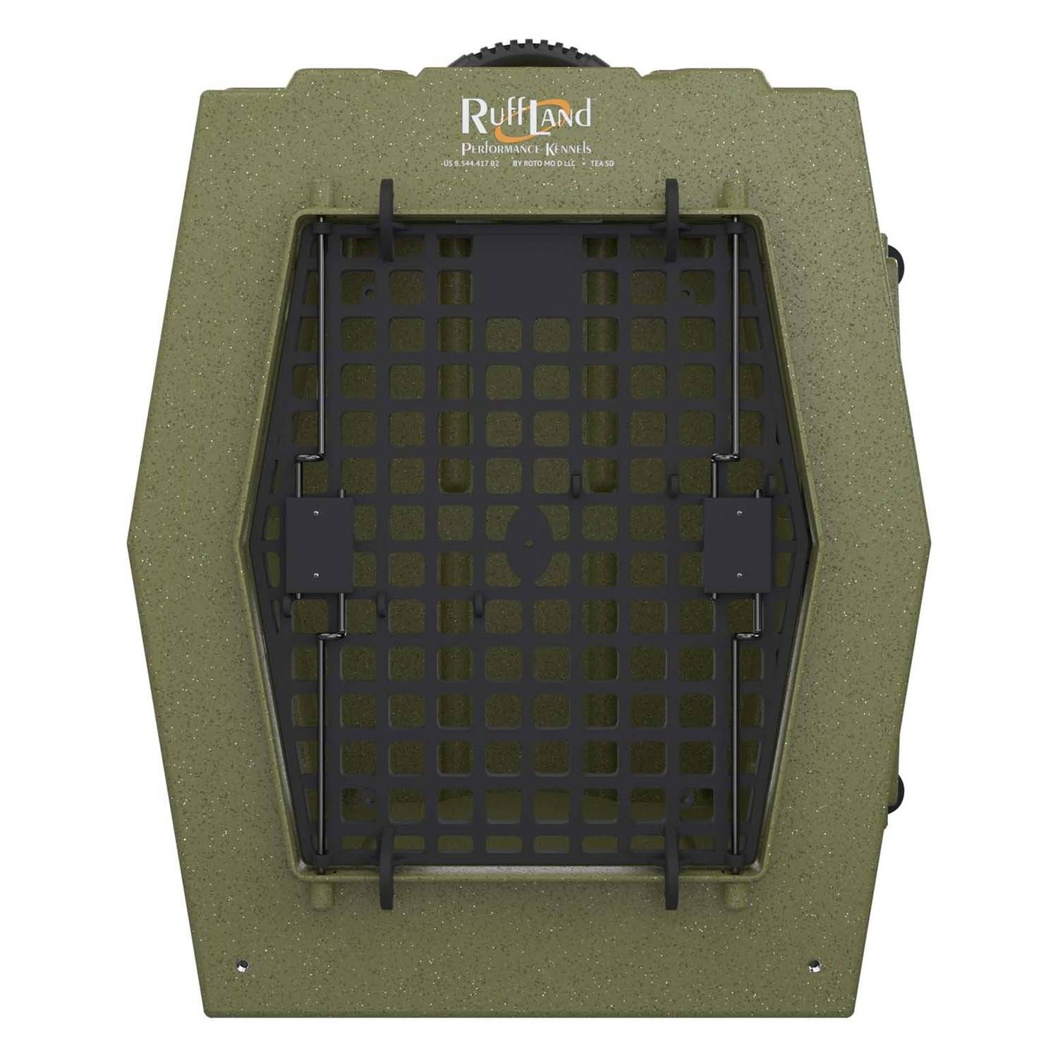 RUFF LAND KENNELS LARGE, DOUBLE DOOR, FRONT AND RIGHT OLIVE