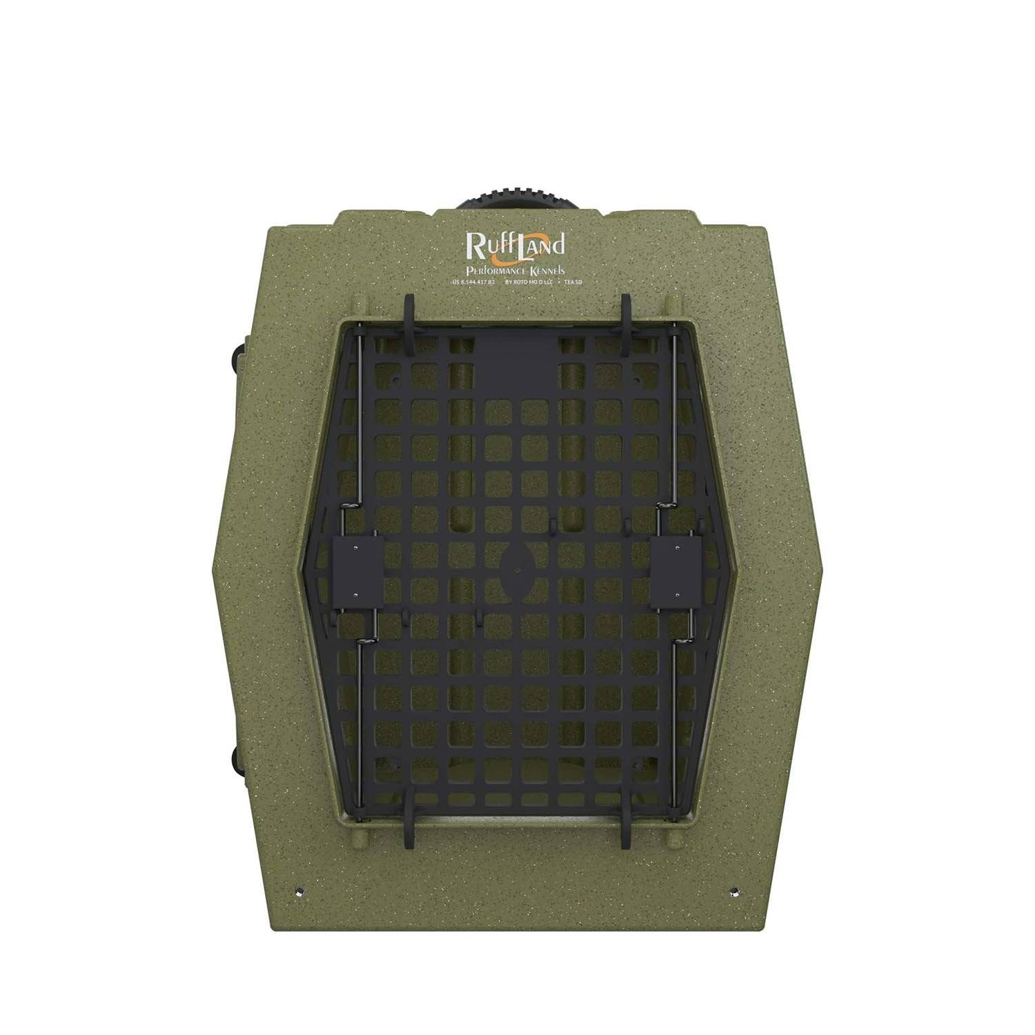 RUFF LAND KENNELS LARGE, DOUBLE DOOR, FRONT AND LEFT OLIVE