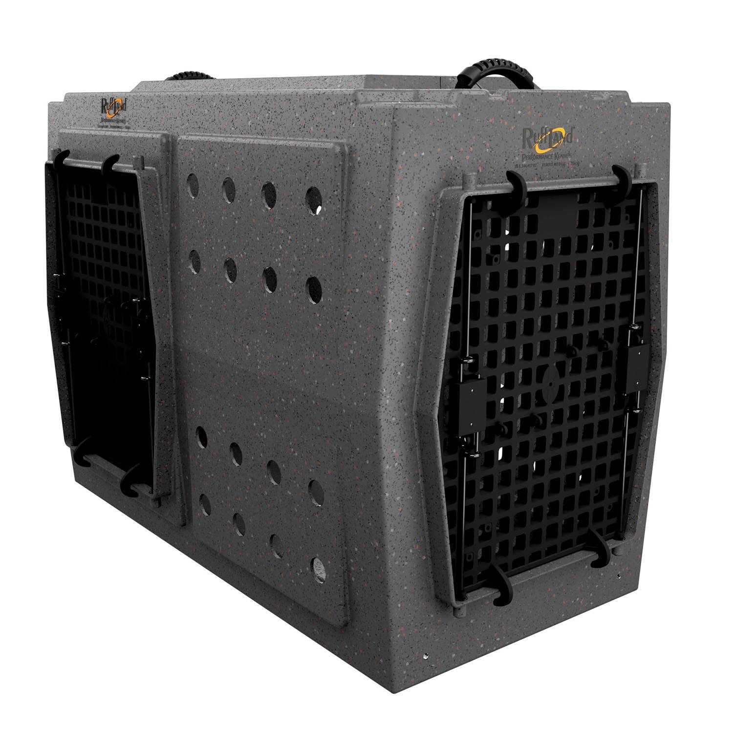 RUFF LAND KENNELS X-LARGE, DOUBLE DOOR, FRONT AND LEFT GRAY