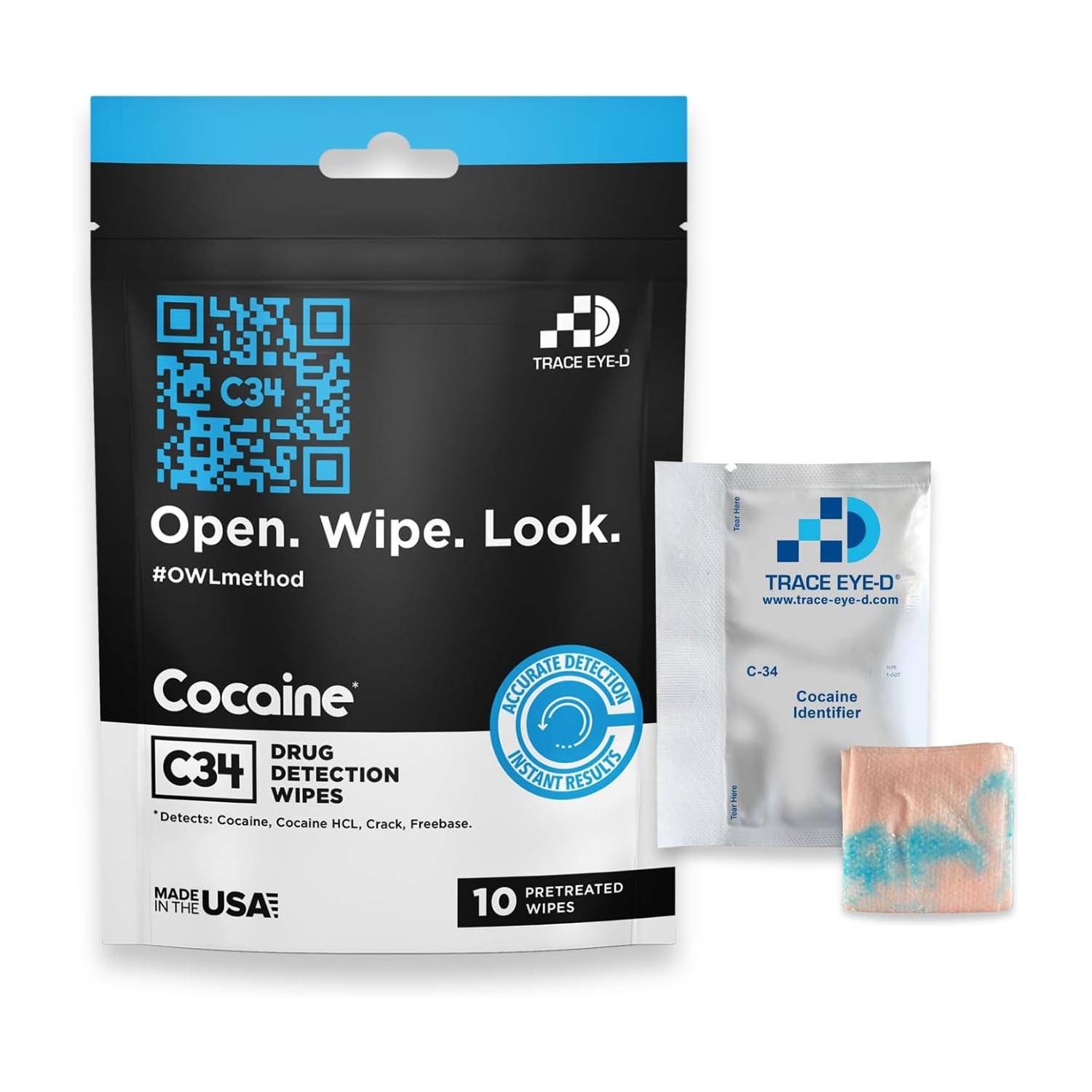 Trace Eye-D C34 Cocaine Detection Wipes,10 count