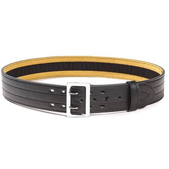 Black w/Brass B59 G & G Leather Lined Duty Belt 4 Row Stitched
