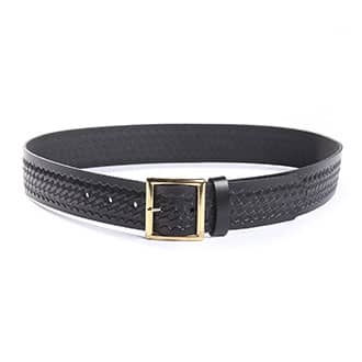1.5" Leather Garrison Belt Black in Basketweave or Plain finish 
