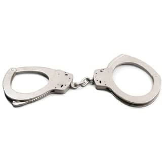 2 Keys Peerless 4720 Oversized Chain Link 702C Nickel Finish Police Handcuffs 